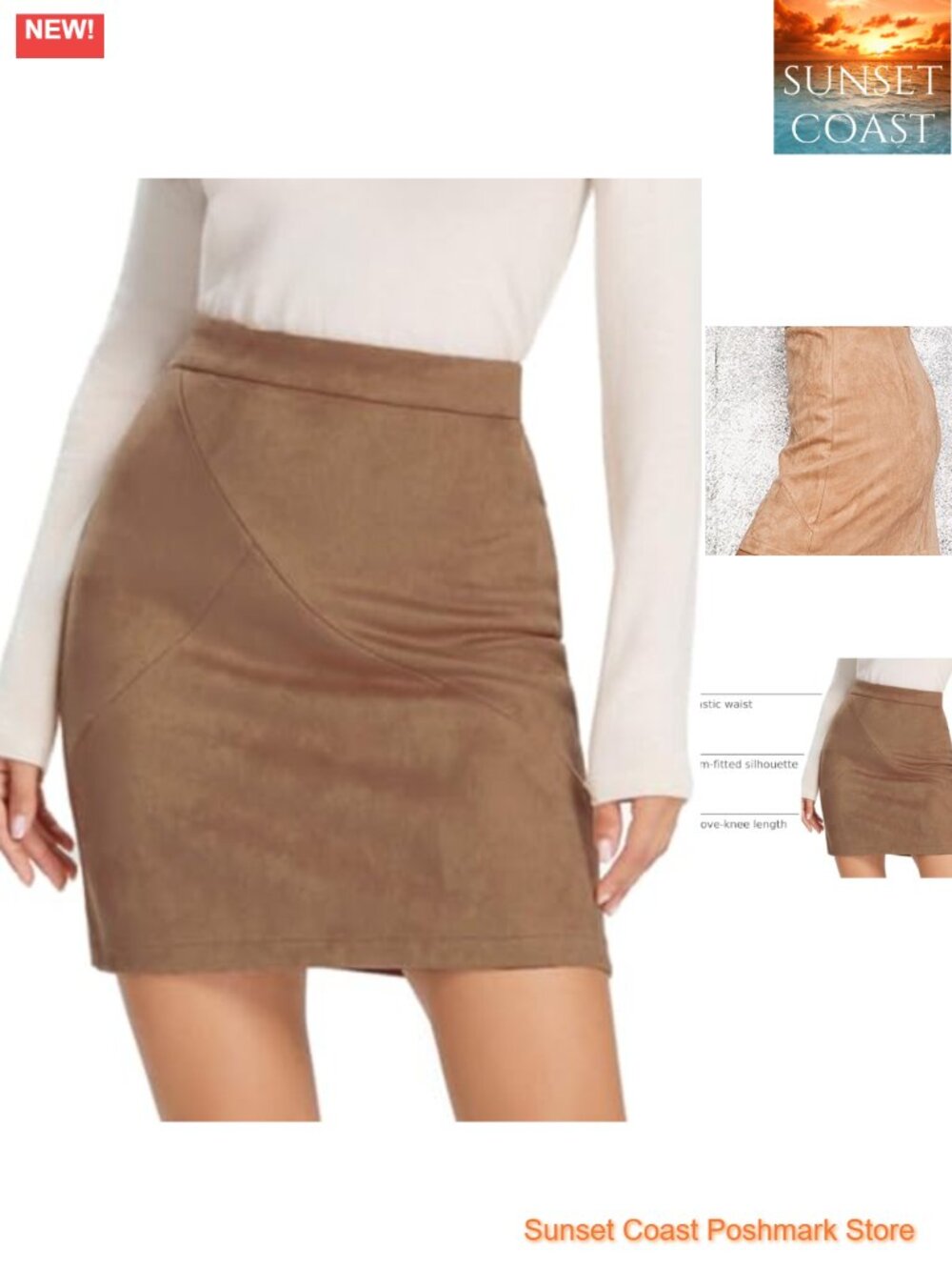 High Waist Faux Suede Plaid Mini Skirt Bodycon Short